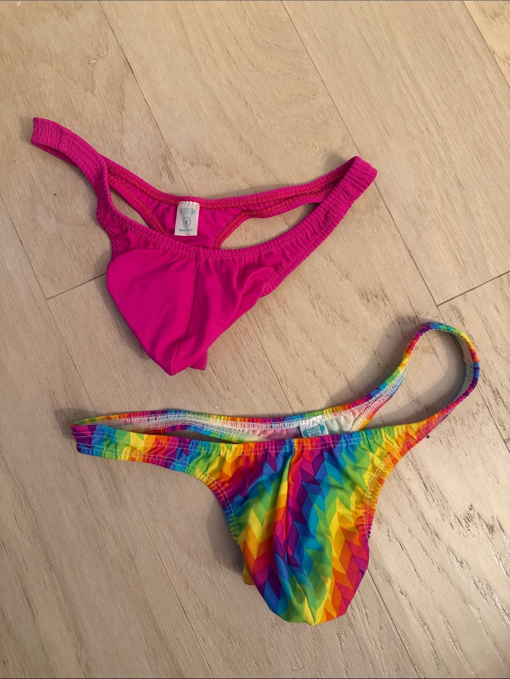 Men's Swim Briefs - Magenta & Rainbow -